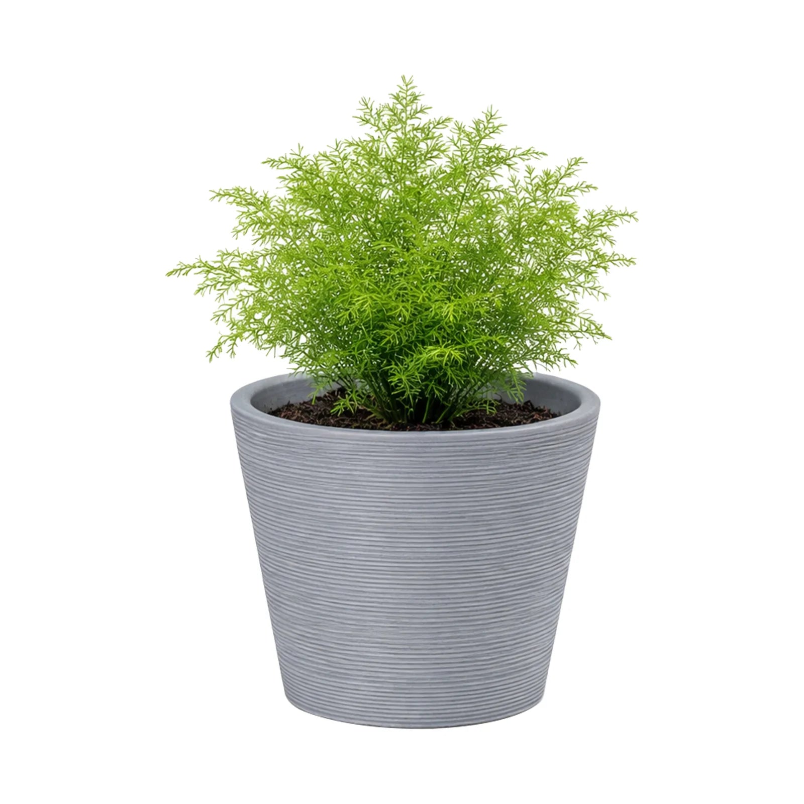 Respect Grey 20cm Green Earth Full Rim Planter – eco-friendly grey recycled plastic pot for indoor and balcony plants