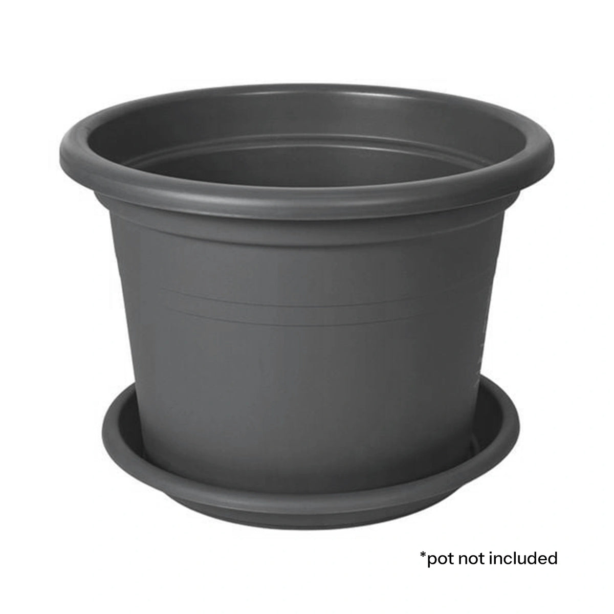 Respect Grey 26cm Cylinda Saucer – modern grey plastic drip tray saucer for indoor and outdoor plant pots