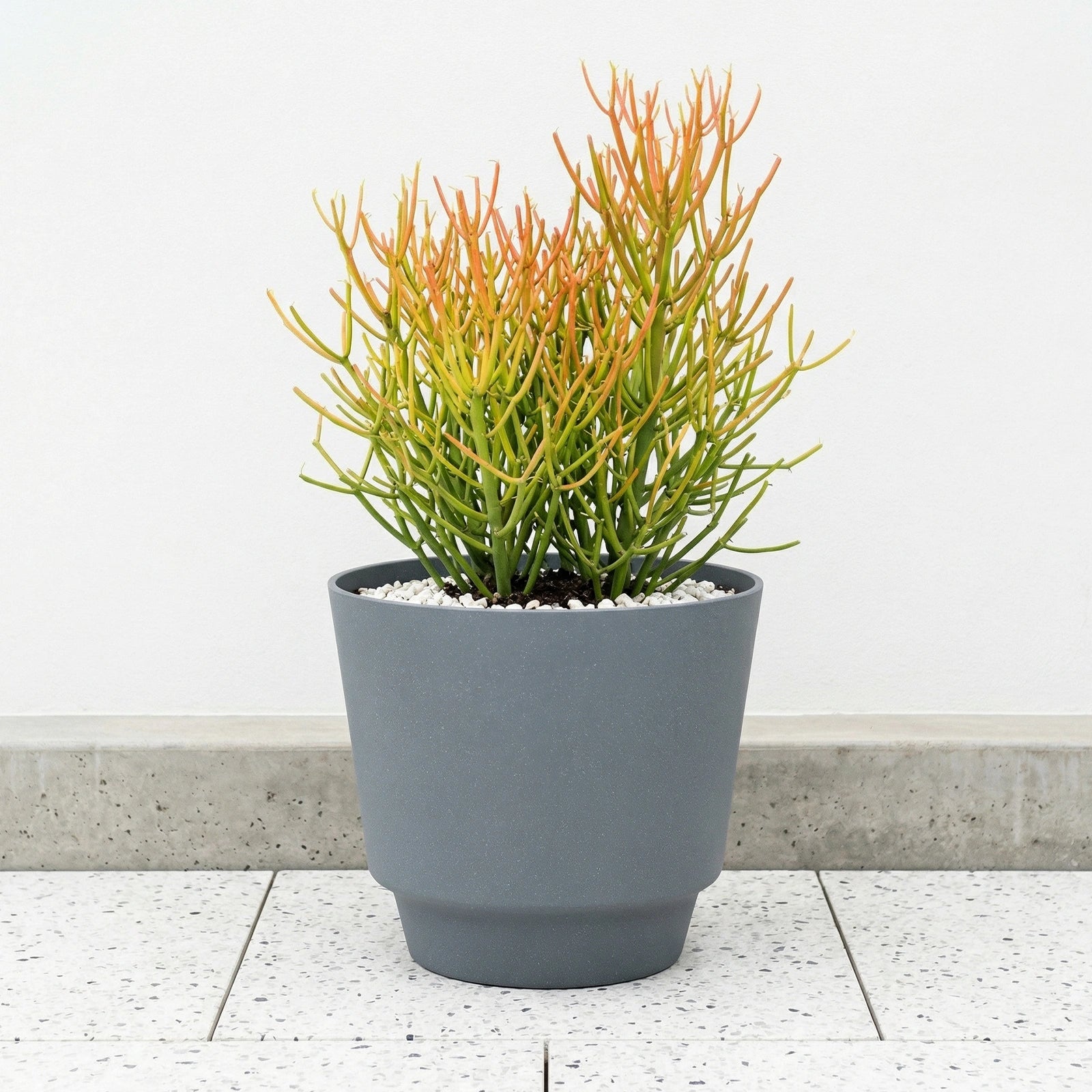 Respect Grey 30cm Round Calais Self-Watering Plastic Pot Stonelook