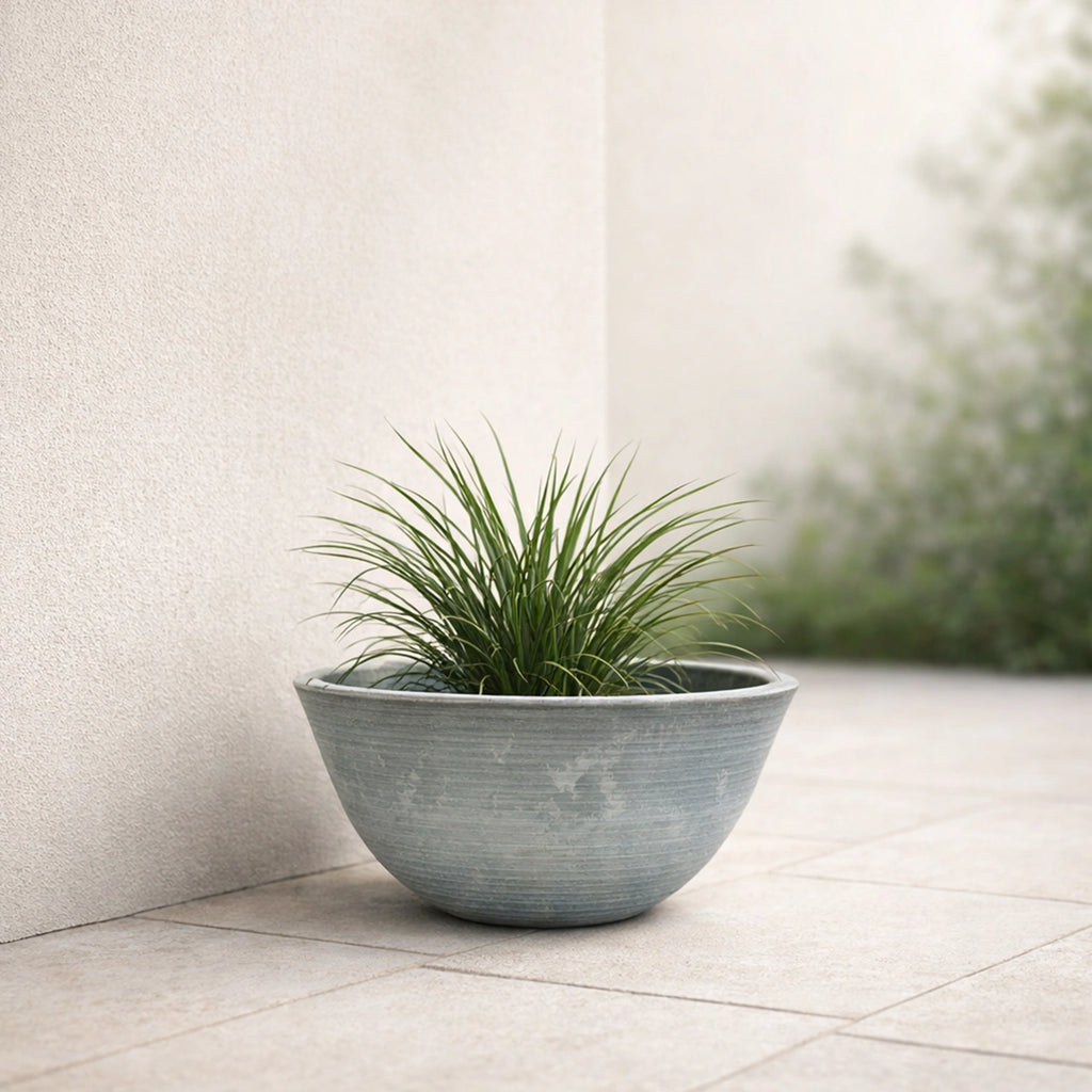 Respect Grey 31cm Green Earth Low Bowl Planter – eco-friendly grey recycled plastic low bowl garden planter