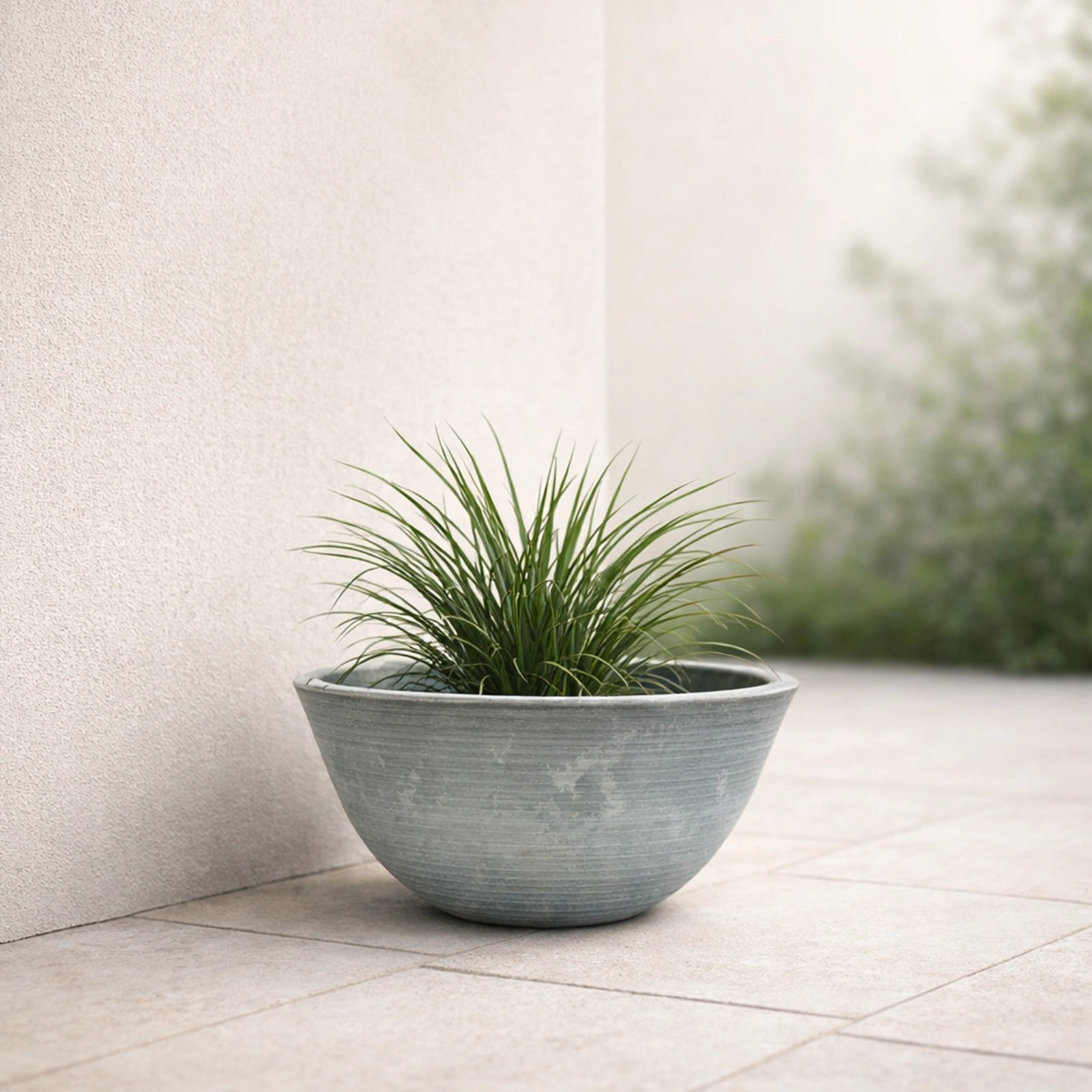 Respect Grey 31cm Green Earth Low Bowl Planter