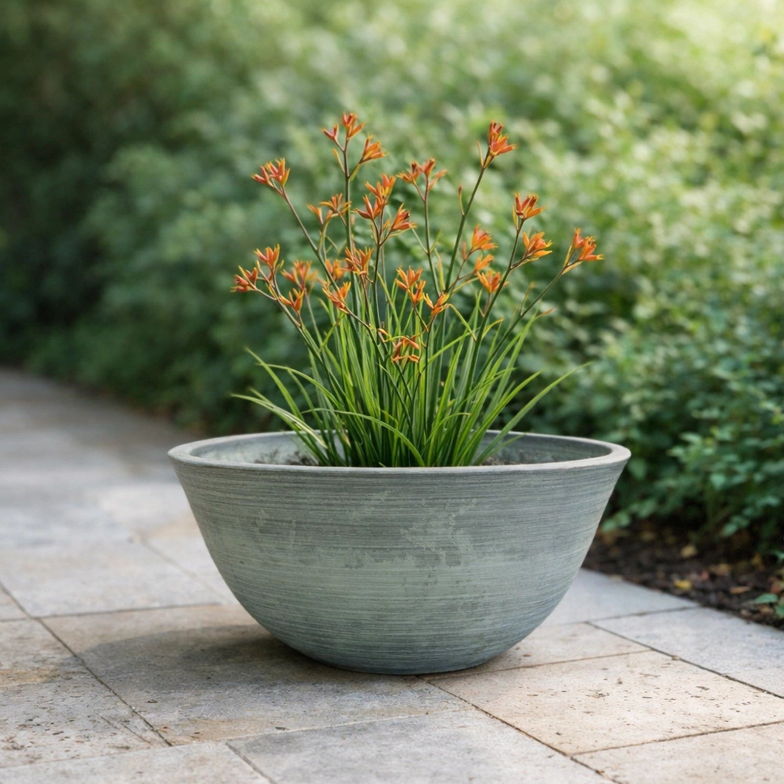 Respect Grey 41cm Green Earth Low Bowl Planter