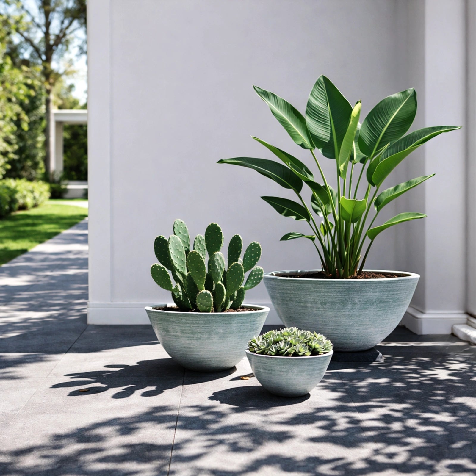 Respect Grey 41cm Green Earth Low Bowl Planter – large grey eco recycled plastic low bowl outdoor garden planter