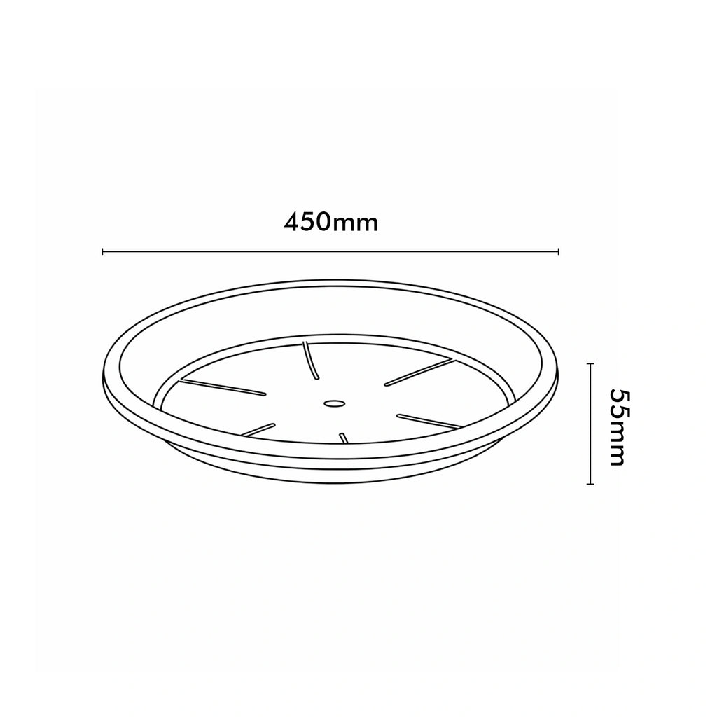 Respect Grey 45cm Cylinda Saucer – large grey plastic drip tray saucer for outdoor garden planters