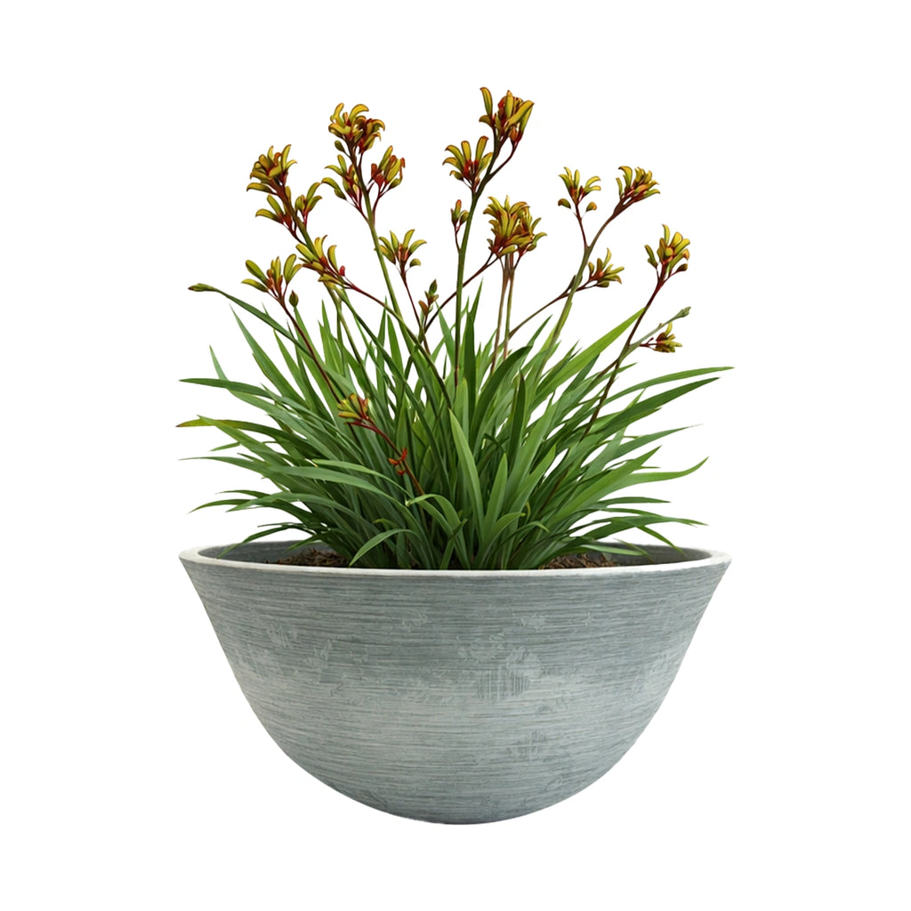 Respect Grey 51cm Green Earth Low Bowl Planter – extra large grey recycled plastic low bowl planter for outdoor spaces