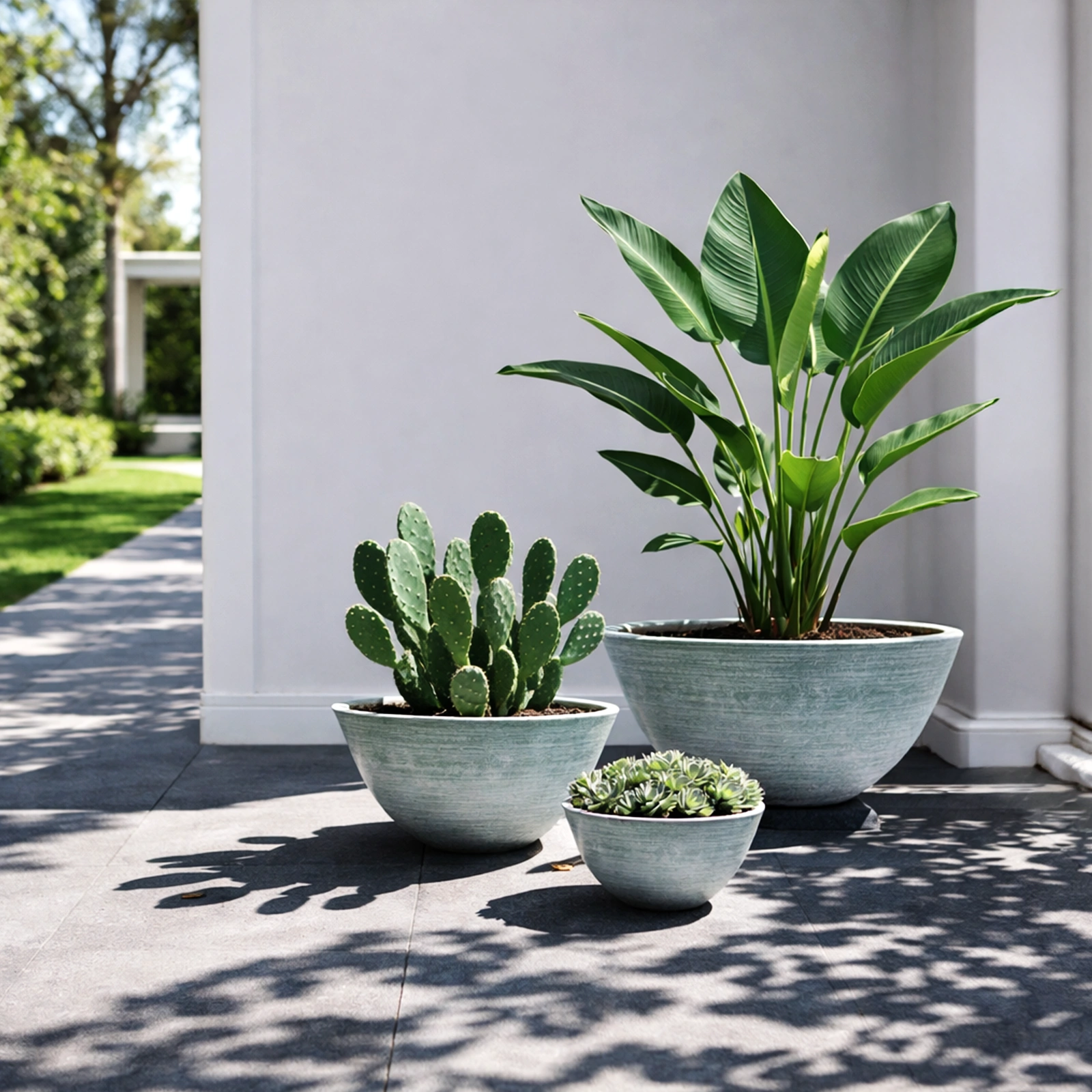 Respect Grey 51cm Green Earth Low Bowl Planter – extra large grey recycled plastic low bowl planter for outdoor spaces