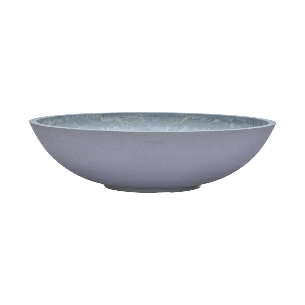 Respect Grey 70cm Green Earth Tapered Low Bowl Planter – extra large eco grey tapered low bowl planter for feature garden displays