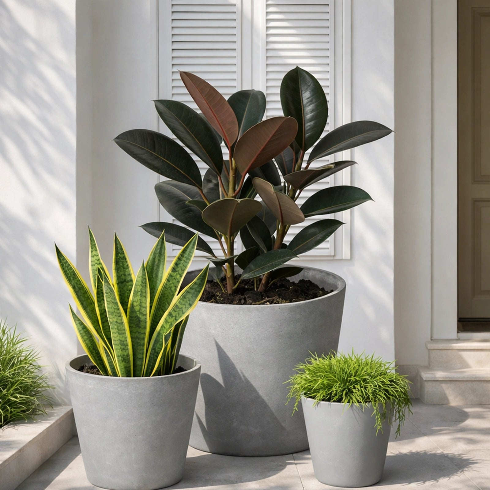 Respect Light Grey 30cm Green Earth Tapered Cylinder Planter – eco-friendly light grey tapered cylinder planter for modern gardens