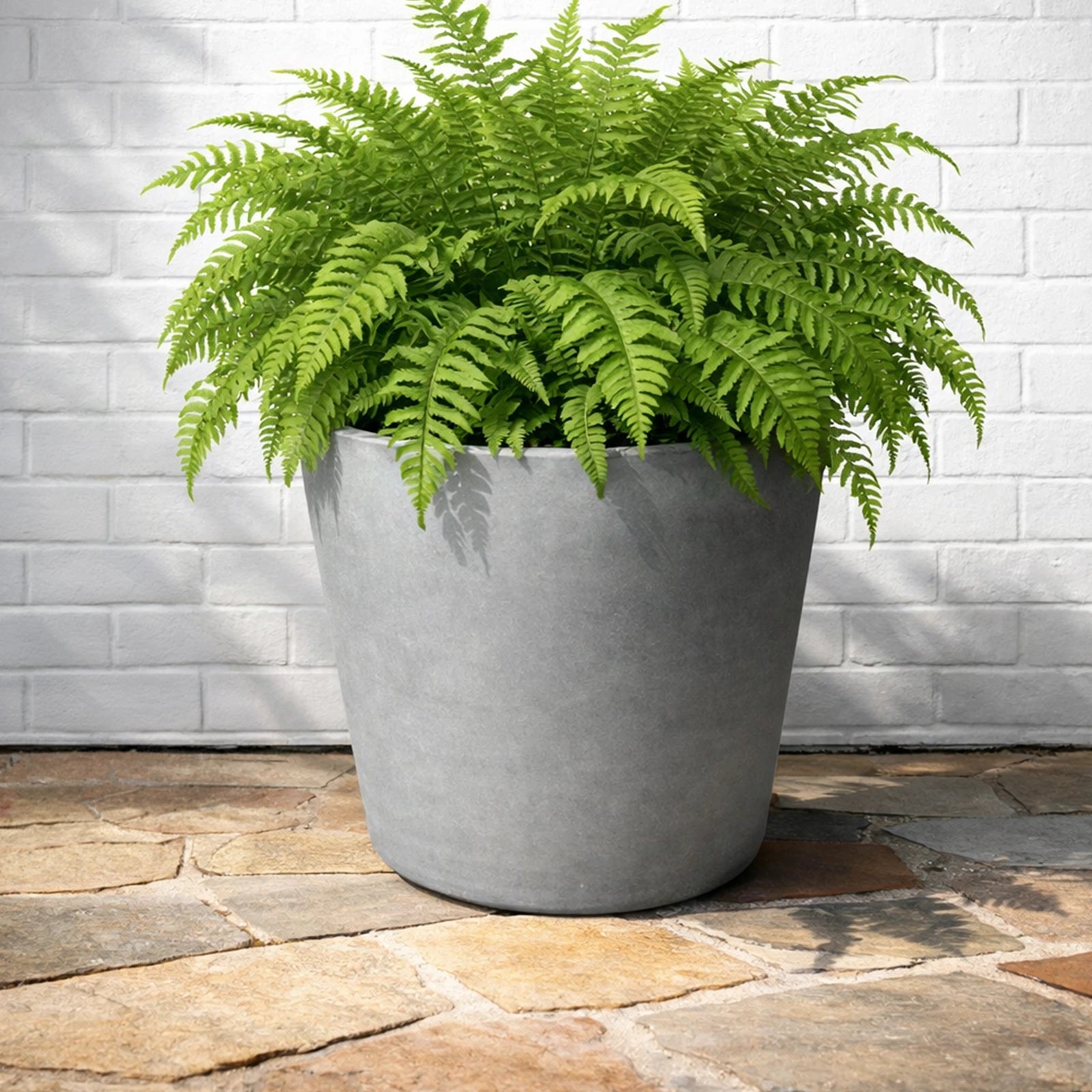 Respect Light-Grey 50cm Green Earth Tapered Cylinder Planter