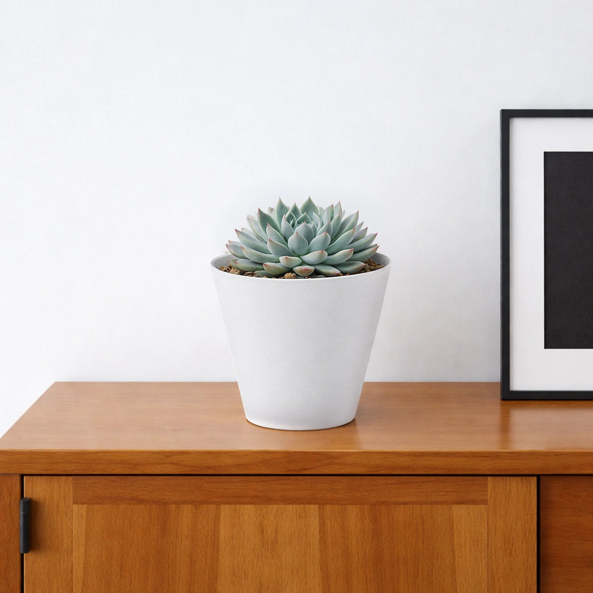 Respect White 16cm Repot Self Watering Planter – small white self watering repot planter for indoor succulents and herbs
