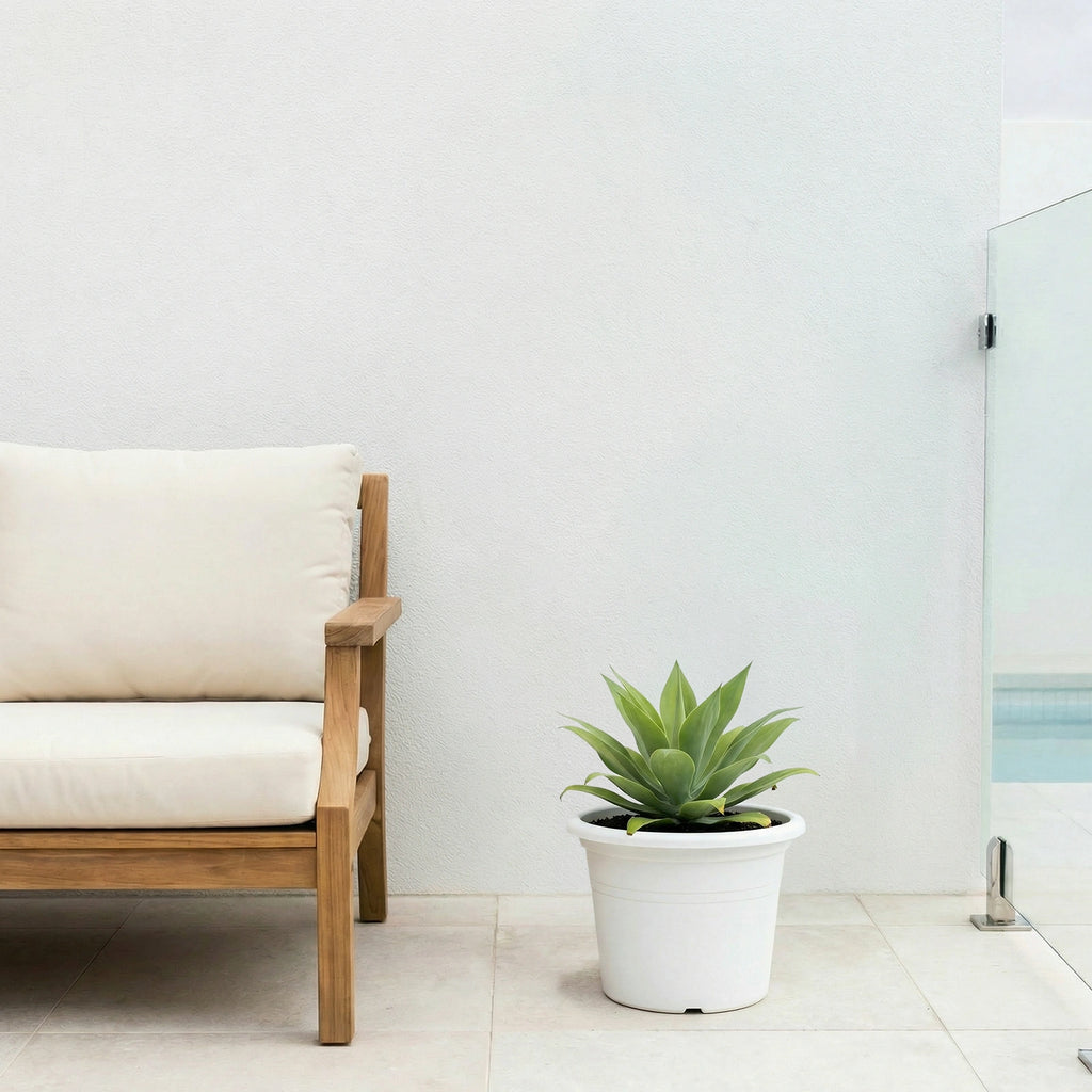 Respect White 30cm Cylinda Planter – modern white cylinder plastic garden pot for indoor and outdoor planting