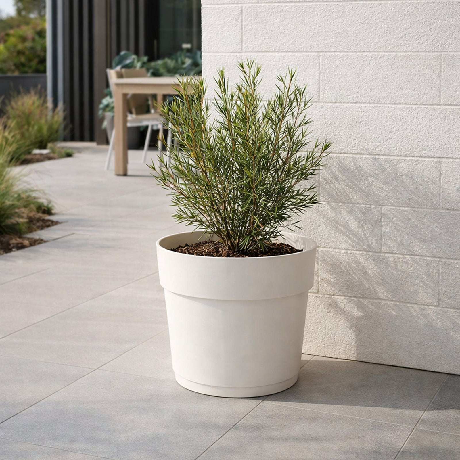 Respect White 34cm Bloom Self-Watering Plastic Pot Cloud