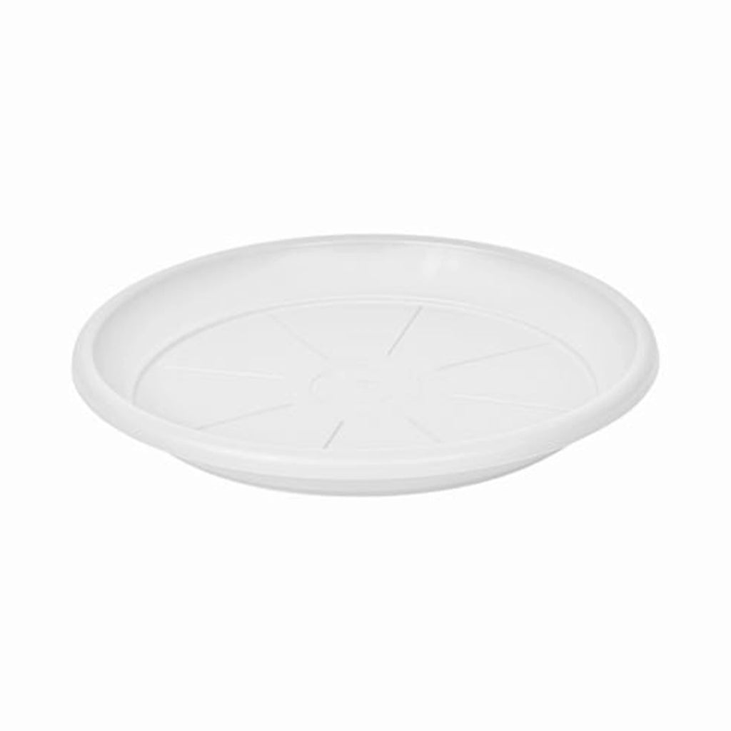 Respect White 35cm Cylinda Saucer – medium white plastic pot saucer for garden and indoor planters