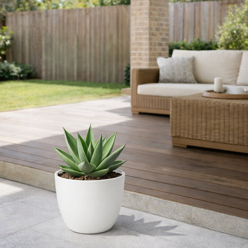 Respect White 38cm Milano Self Watering Planter – modern white self watering window box for balcony and patio plants