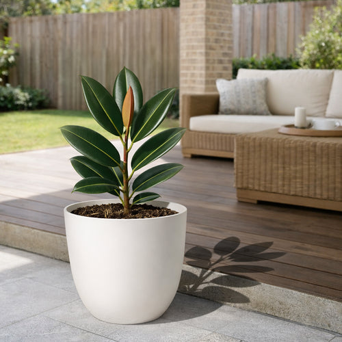 Respect White 48cm Milano Self Watering Planter – large white self watering planter for outdoor balconies and windowsills