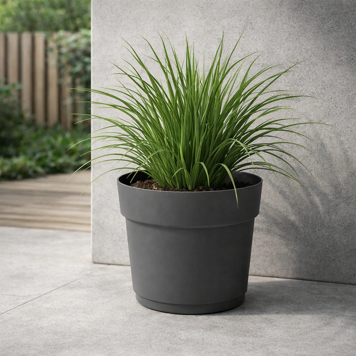 Respect Ash 29cm Cloud Bloom Self Watering Pot – medium ash grey self watering planter for indoor and balcony plants