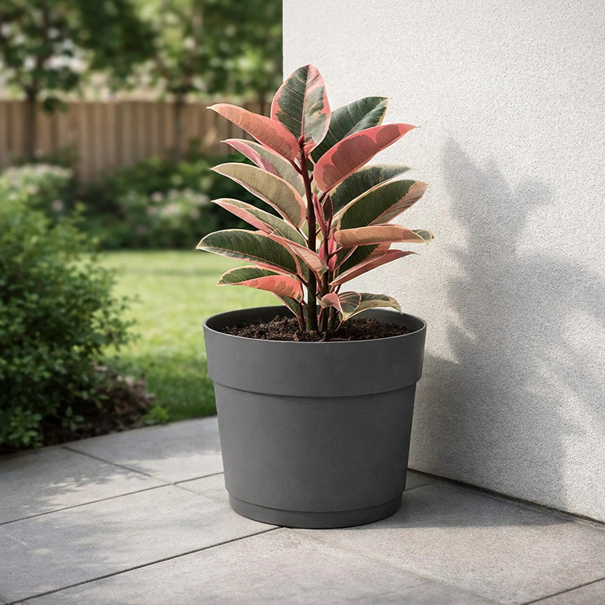 Respect Ash 29cm Cloud Bloom Self Watering Pot – medium ash grey self watering planter for indoor and balcony plants