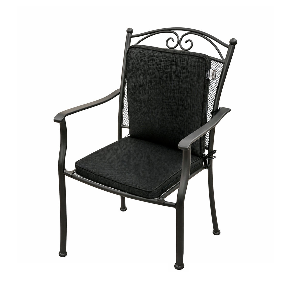 Respect Black 105cm Midback Outdoor Cushion – UV-resistant black mid back cushion for outdoor chairs and garden furniture.