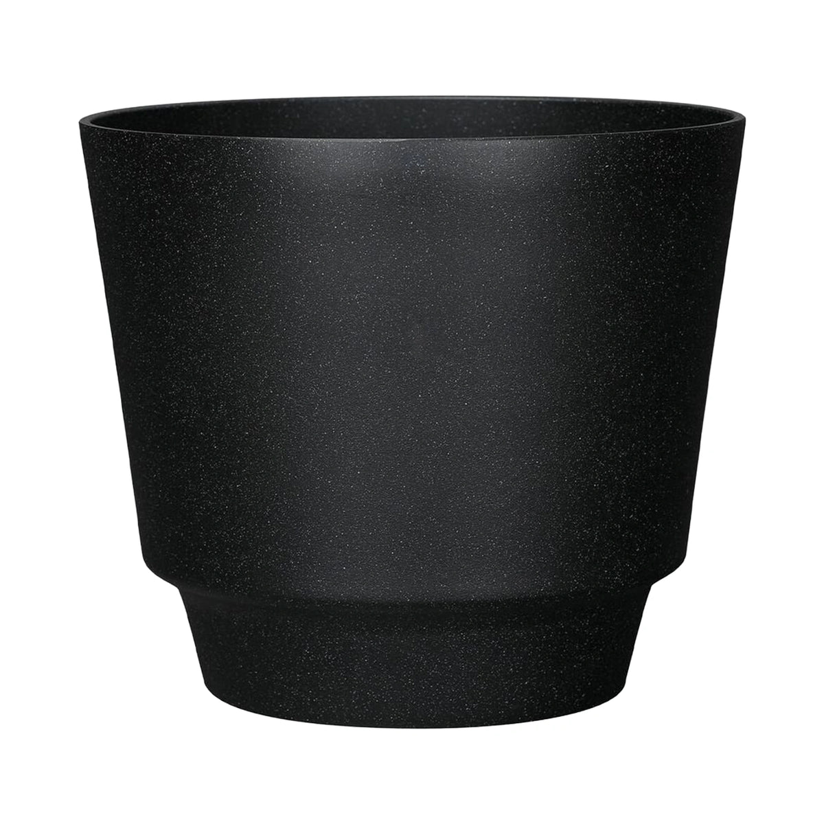 Respect Black 20cm Round Calais Stone Look Self Watering Pot – stone-effect self watering pot for indoor and outdoor plants