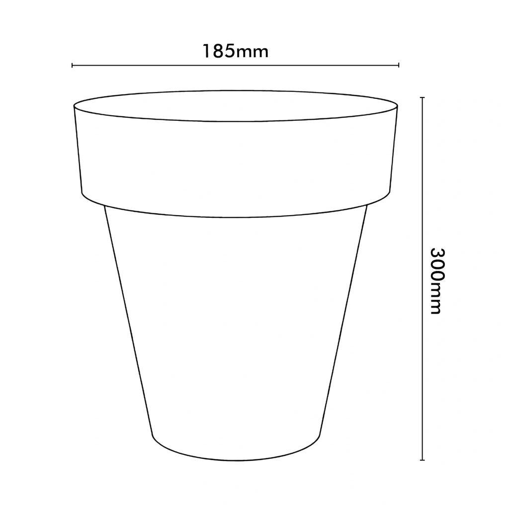Respect Black 30cm Time Planter – modern black plastic pot for contemporary indoor and outdoor garden styling.