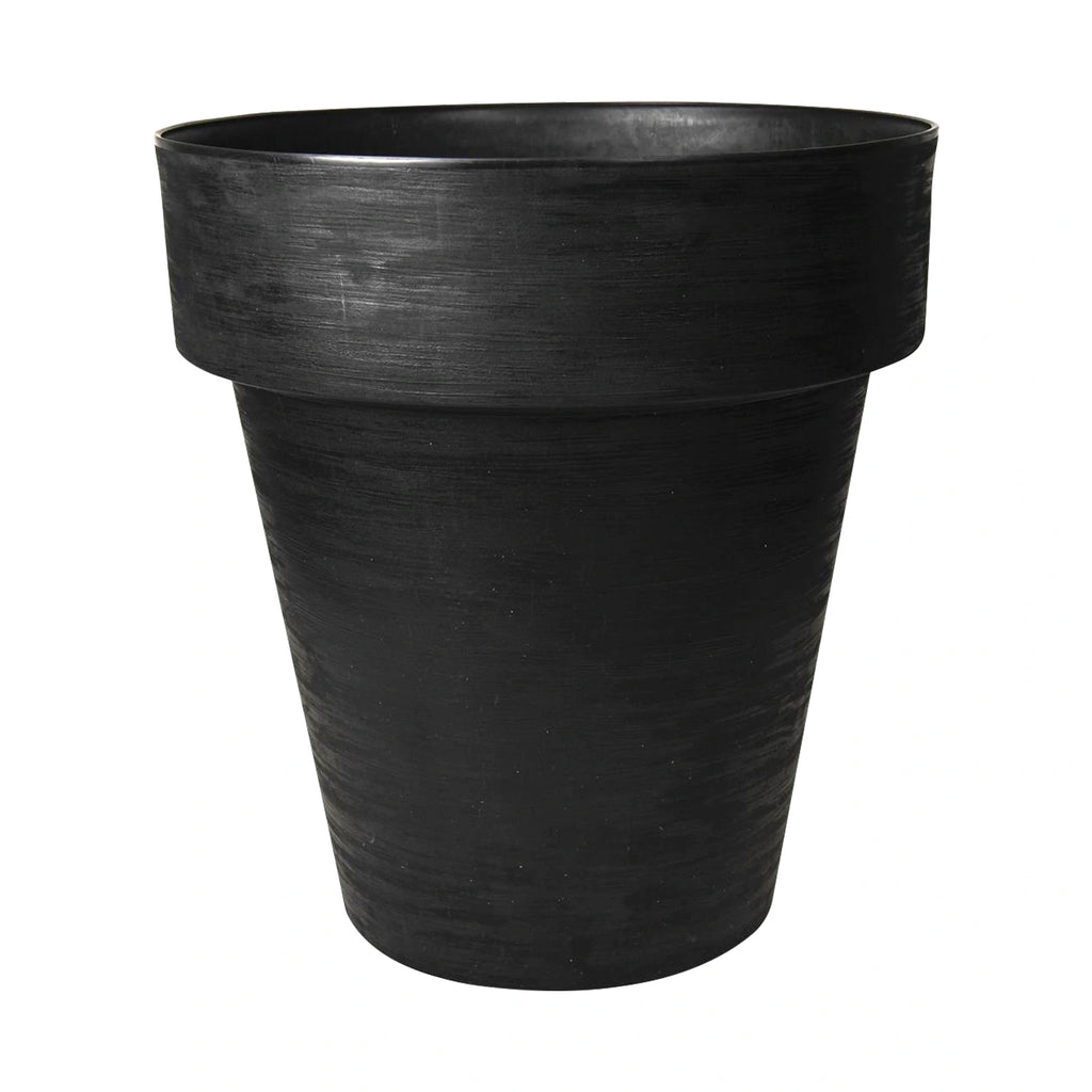 Respect Black 40cm Time Planter with Wheels – large black moveable plastic planter with wheels for patio and balcony.