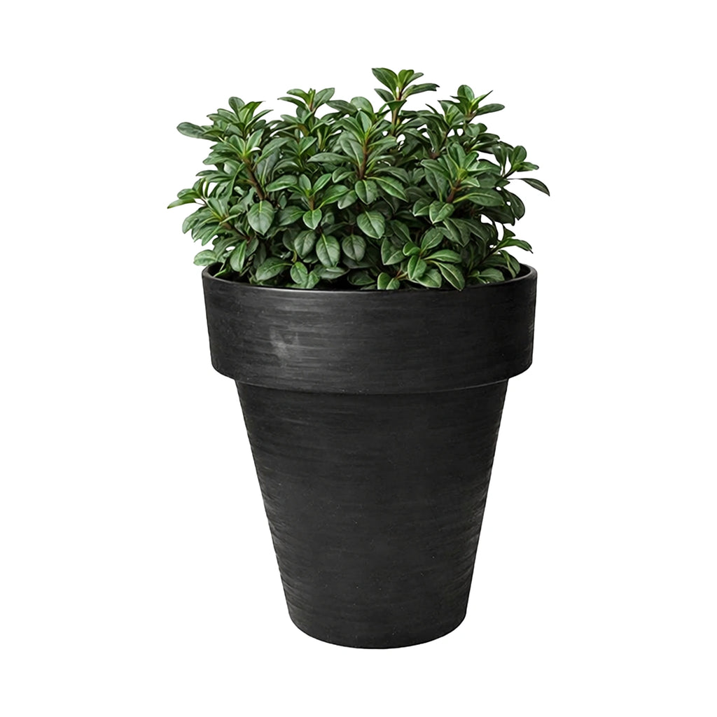 Respect Black 40cm Time Planter with Wheels – large black moveable plastic planter with wheels for patio and balcony.