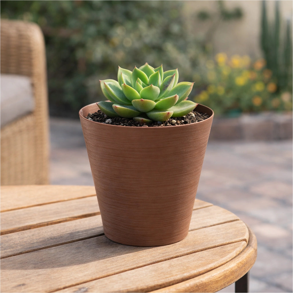 Respect Brown 16cm Terracotta Repot Self Watering Planter – small terracotta-style self watering repot pot for indoor herbs.