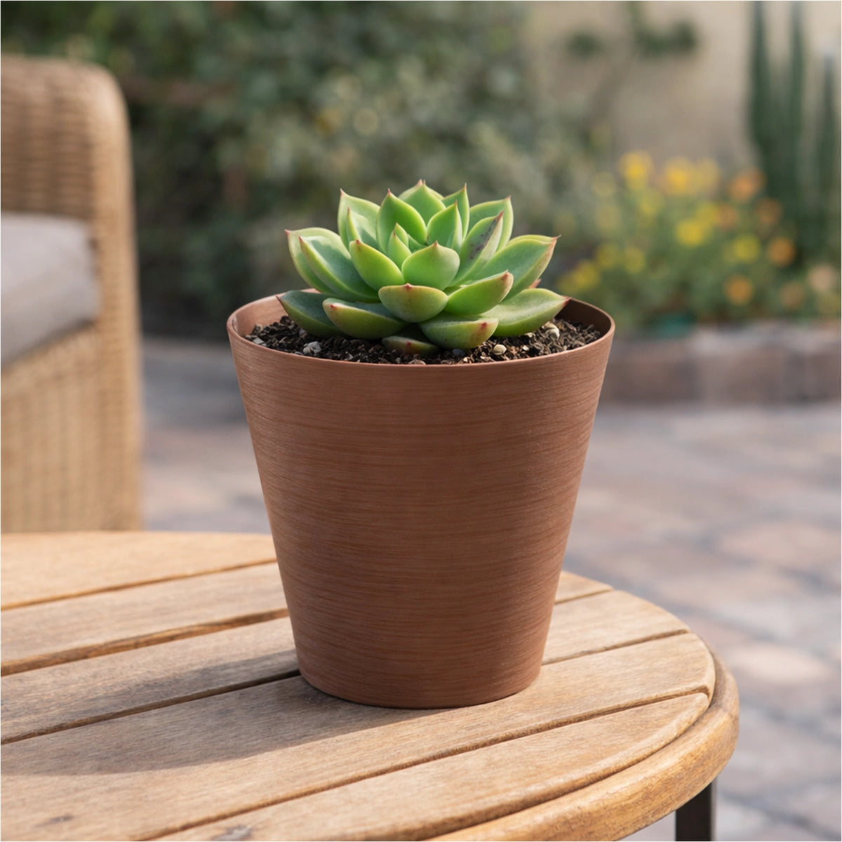 Respect Brown 16cm Terracotta Repot Self Watering Planter – small terracotta-style self watering repot pot for indoor herbs.