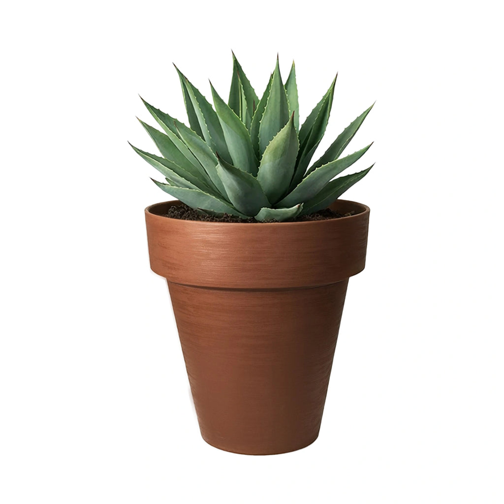 Respect Brown 30cm Terracotta Time Planter with Wheels – moveable terracotta-look plastic planter on wheels for patios.