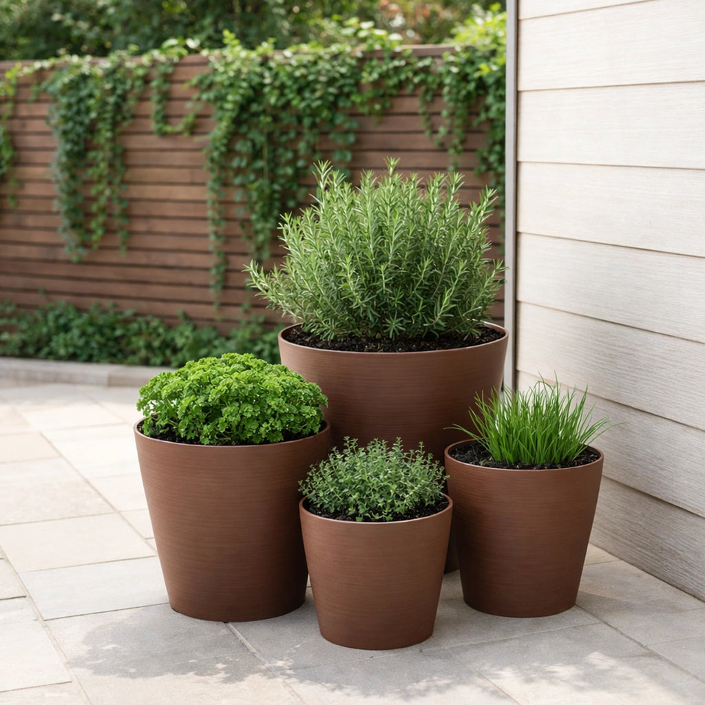 Respect Brown 30cm Terracotta Repot Self Watering Planter – large terracotta-look self watering repot pot for indoor gardens.