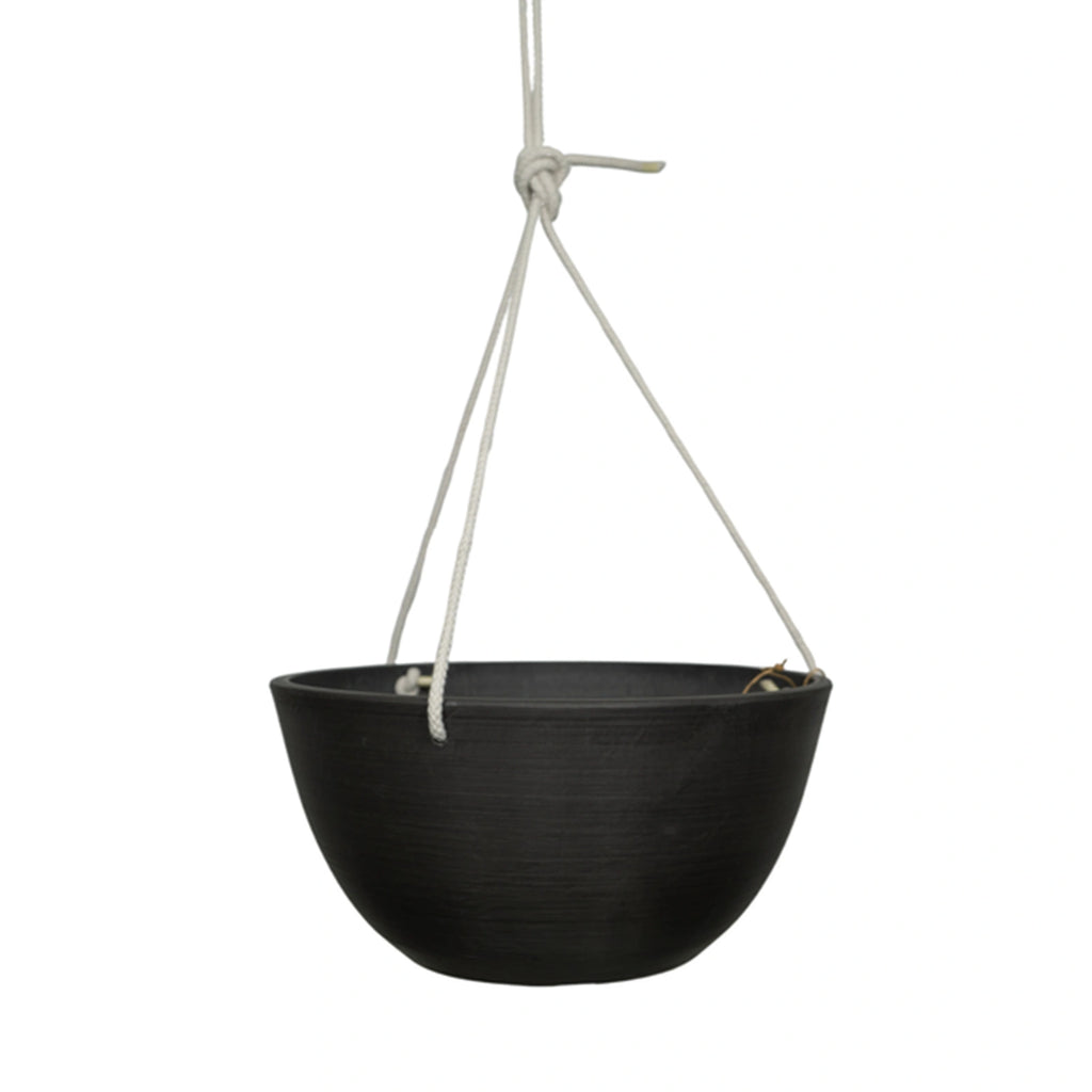 Respect Charcoal 31cm Green Earth Hanging Planter – lightweight recycled plastic hanging basket for outdoor plants and flowers.