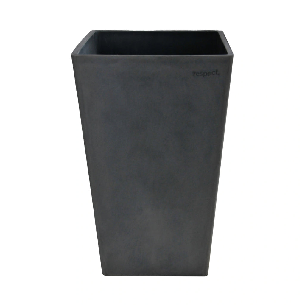 Respect Dark Grey 50cm Green Earth Tall Square Planter – eco-friendly dark grey tall square outdoor planter for modern gardens.