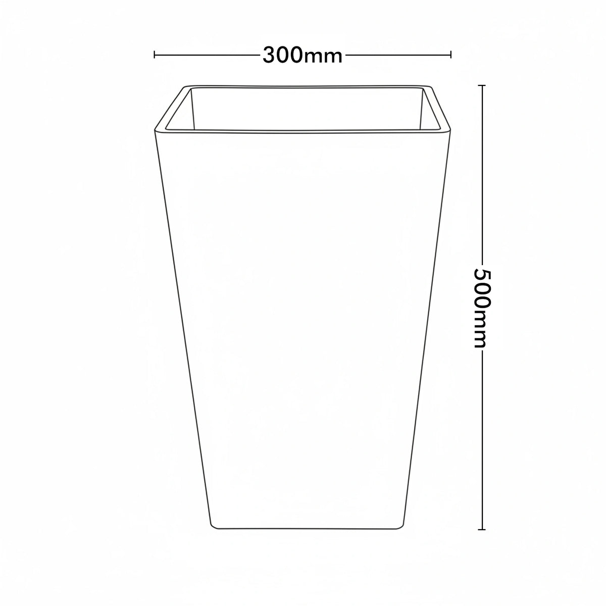 Respect Dark Grey 50cm Green Earth Tall Square Planter – eco-friendly dark grey tall square outdoor planter for modern gardens.