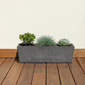 Respect Dark Grey 55cm Green Earth Trough – eco-friendly dark grey plastic trough planter for outdoor herb and flower gardens.