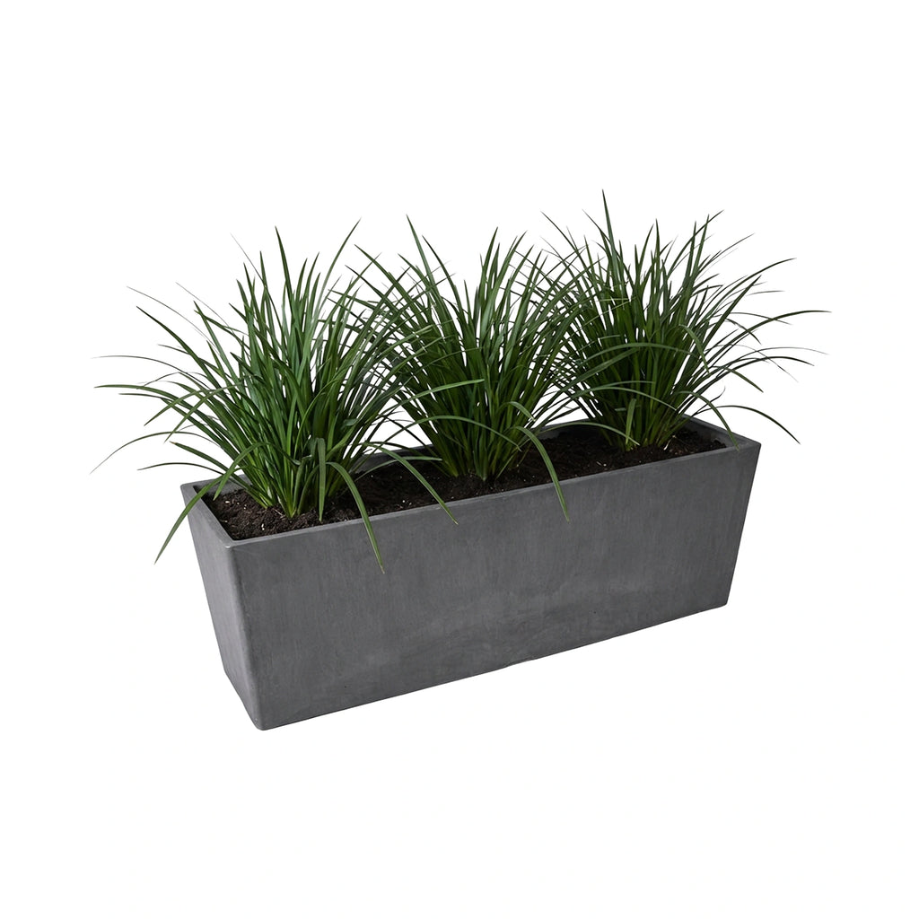 Respect Dark Grey 55cm Green Earth Trough – eco-friendly dark grey plastic trough planter for outdoor herb and flower gardens.