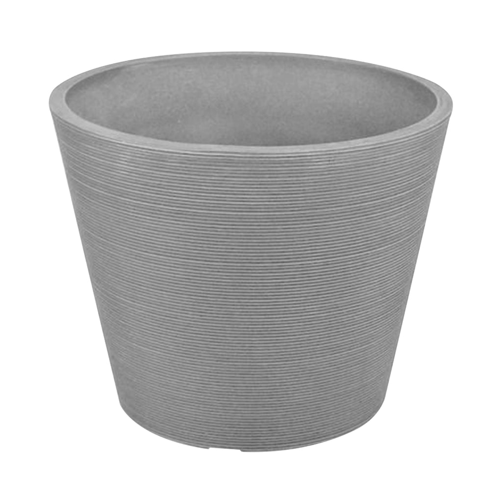 Respect Grey 15cm Green Earth Full Rim Planter – small eco-friendly grey recycled plastic pot for indoor plants and succulents.