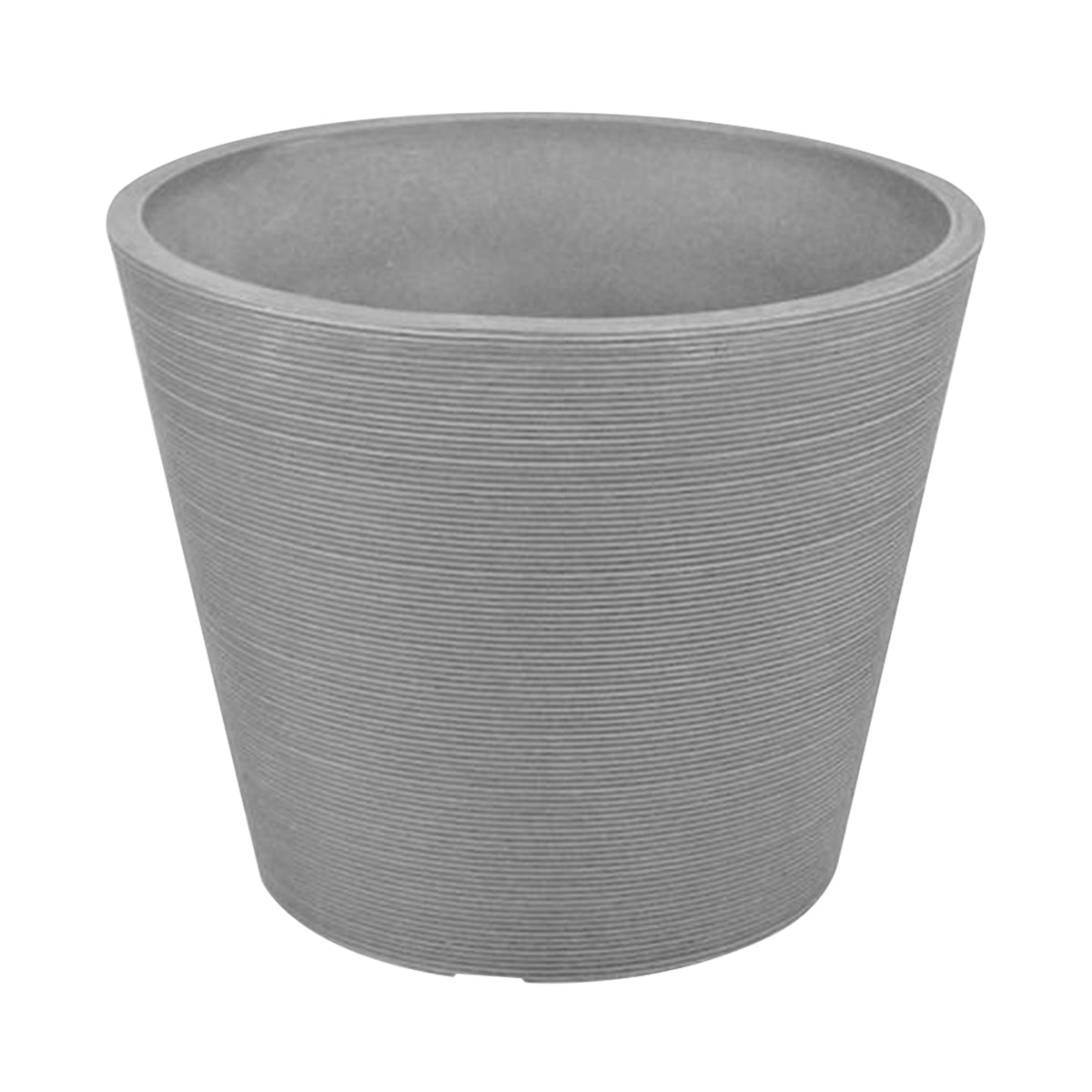 Respect Grey 15cm Green Earth Full Rim Planter – small eco-friendly grey recycled plastic pot for indoor plants and succulents.
