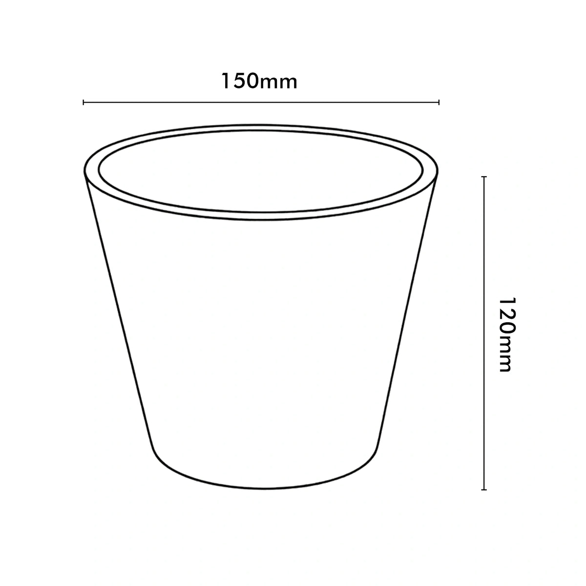 Respect Grey 15cm Green Earth Full Rim Planter – small eco-friendly grey recycled plastic pot for indoor plants and succulents.