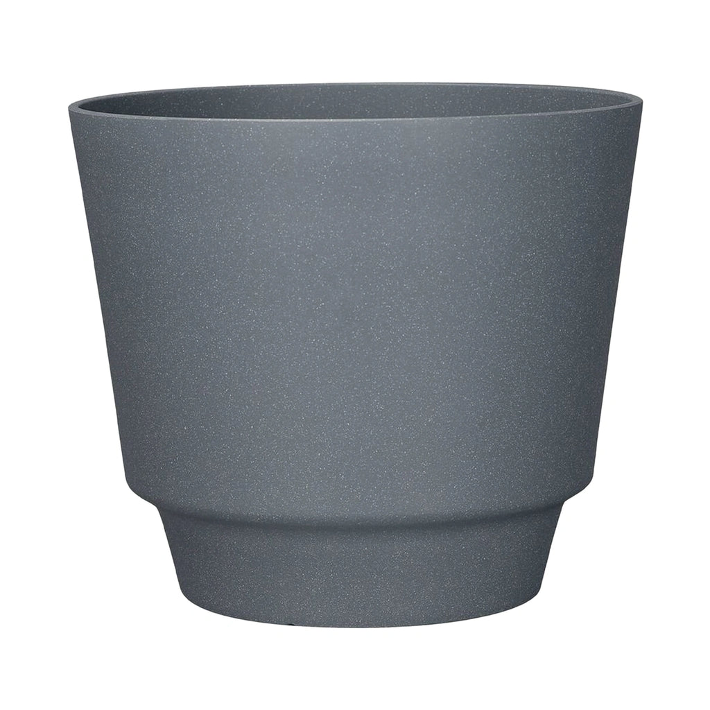 Respect Grey 20cm Round Calais Stone Look Self Watering Pot – grey stone-effect self watering pot for indoor plants