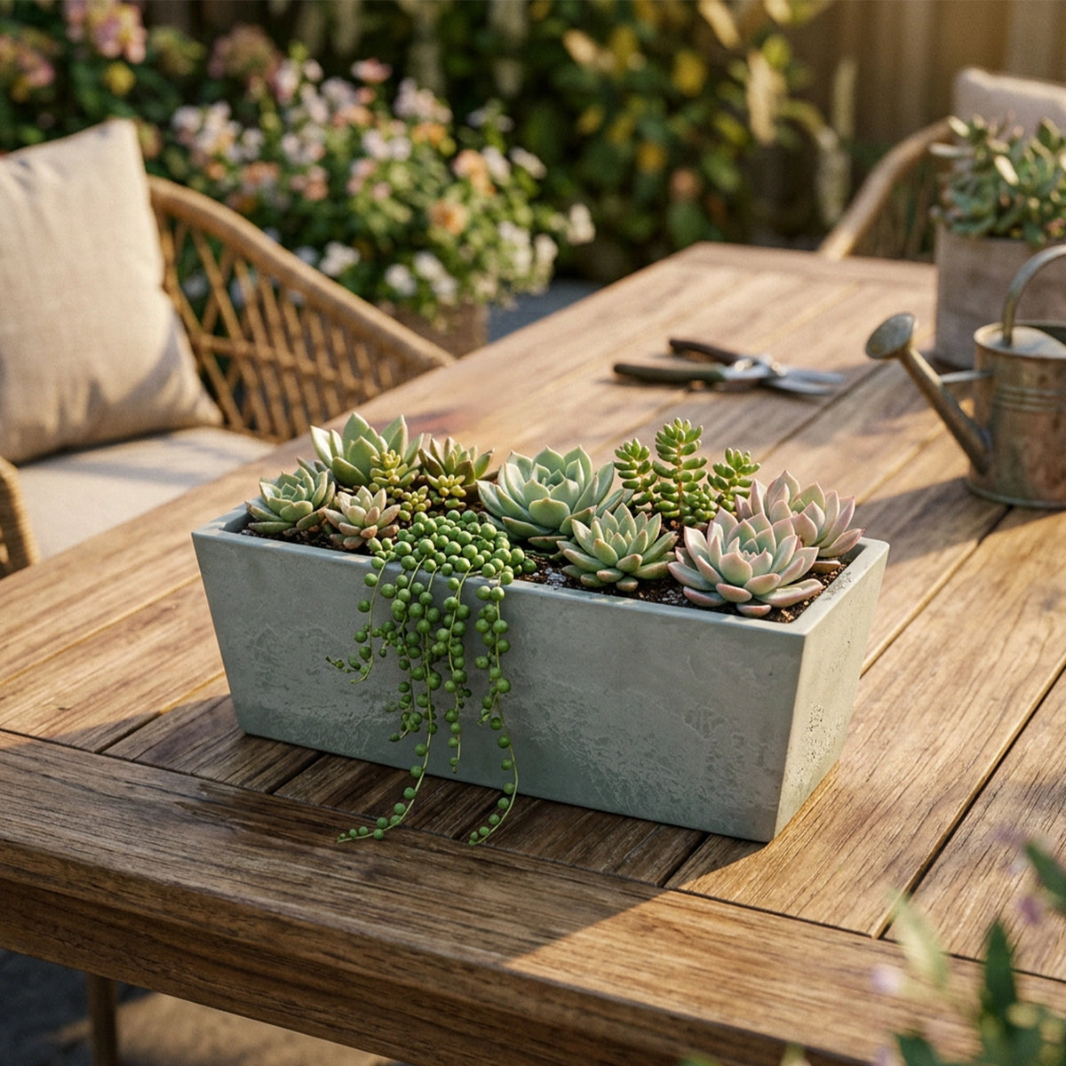 Respect Grey 25cm Green Earth Trough Planter – recycled plastic grey trough planter for herbs and garden beds.