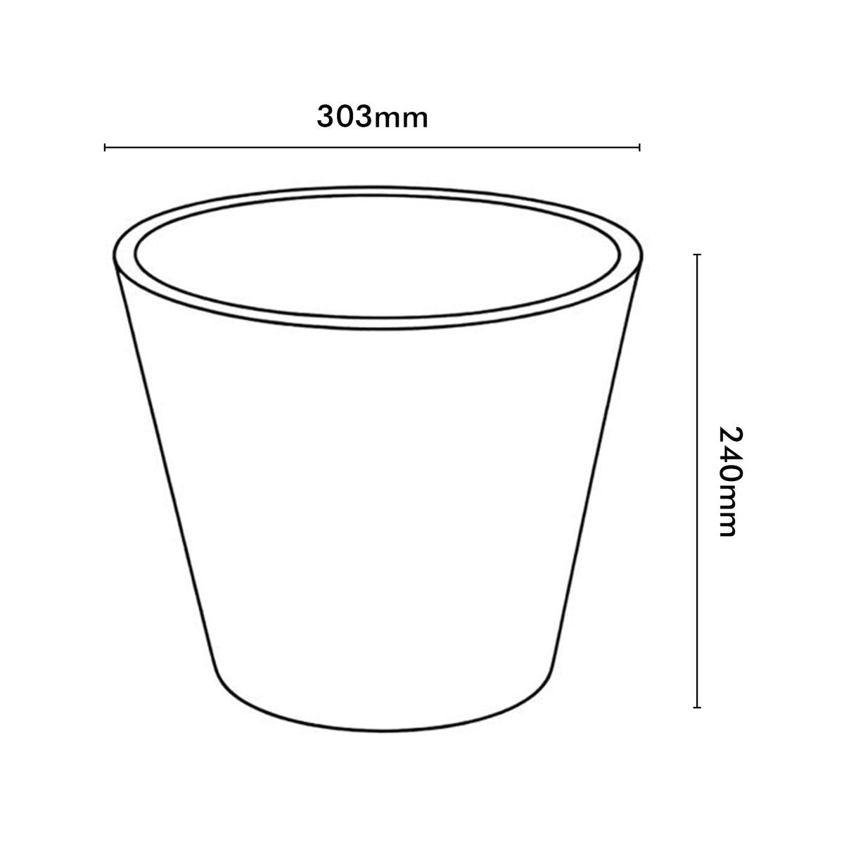 Respect Grey 30cm Green Earth Full Rim Planter – large eco-friendly grey recycled plastic planter for outdoor gardens.