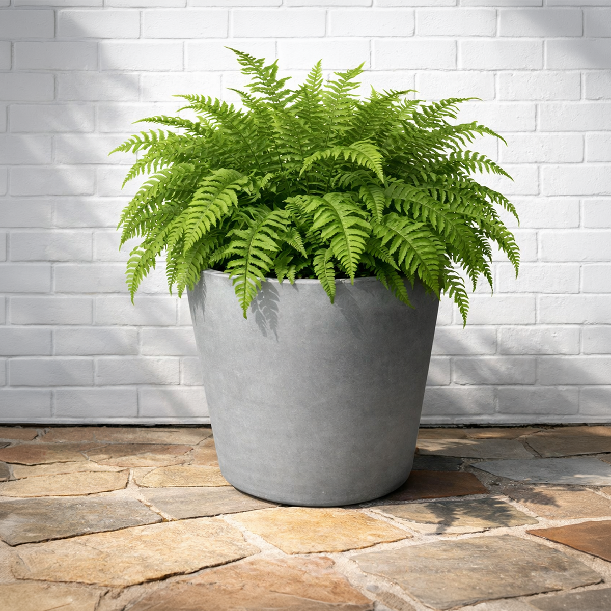 Respect Light Grey 50cm Green Earth Tapered Cylinder Planter – extra large light grey eco tapered cylinder outdoor planter.
