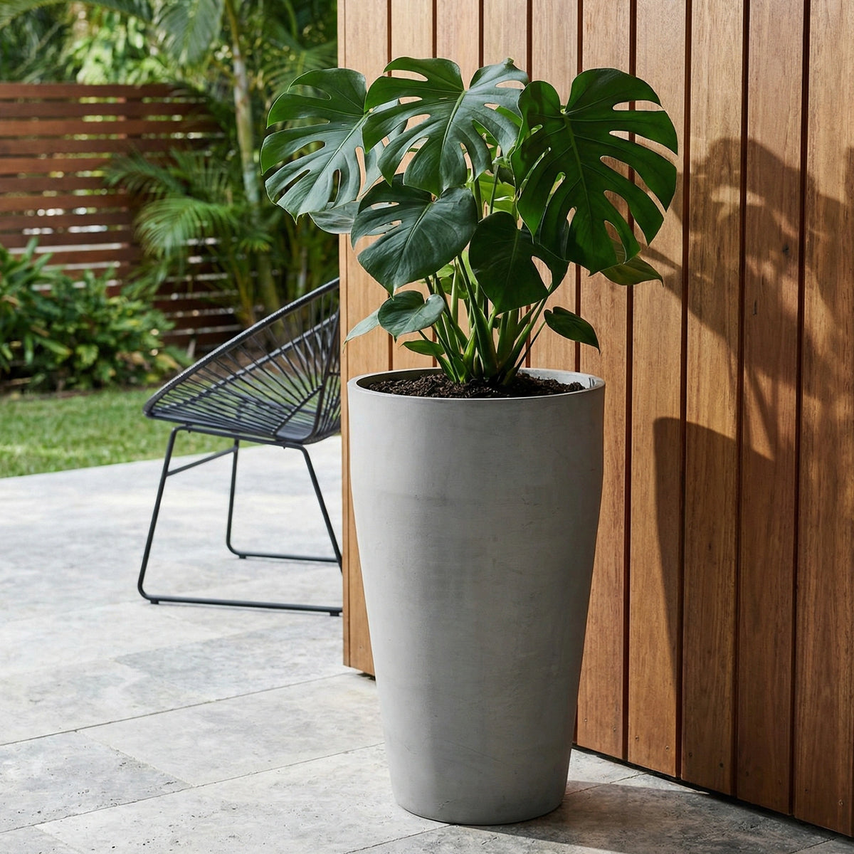 Respect Light Grey 55cm Green Earth Tall Cylinder Planter – eco-friendly light grey tall cylinder planter for modern garden displays.