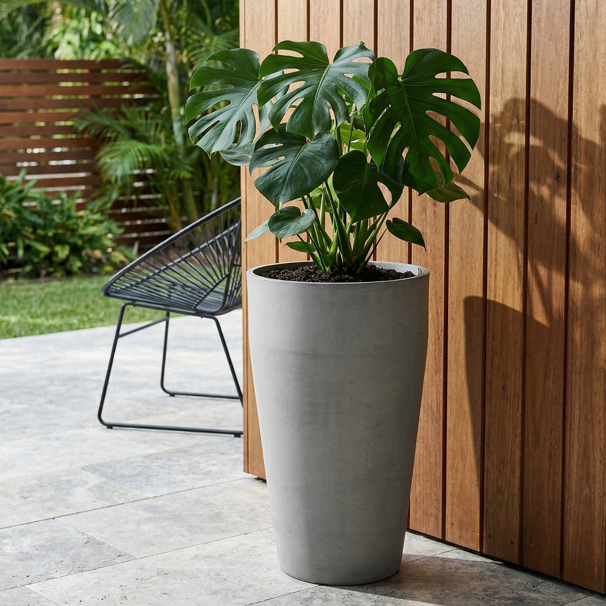 Respect Light Grey 55cm Green Earth Tall Cylinder Planter – eco-friendly light grey tall cylinder planter for modern garden displays.