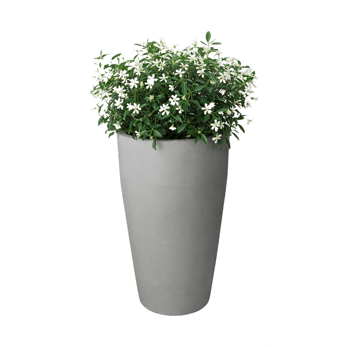 Respect Light Grey 75cm Green Earth Tall Cylinder Planter – tall lightweight grey eco plastic cylinder planter for feature garden displays.
