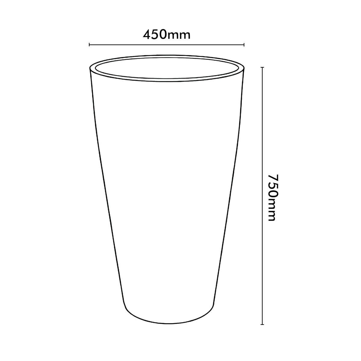 Respect Light Grey 75cm Green Earth Tall Cylinder Planter – tall lightweight grey eco plastic cylinder planter for feature garden displays.