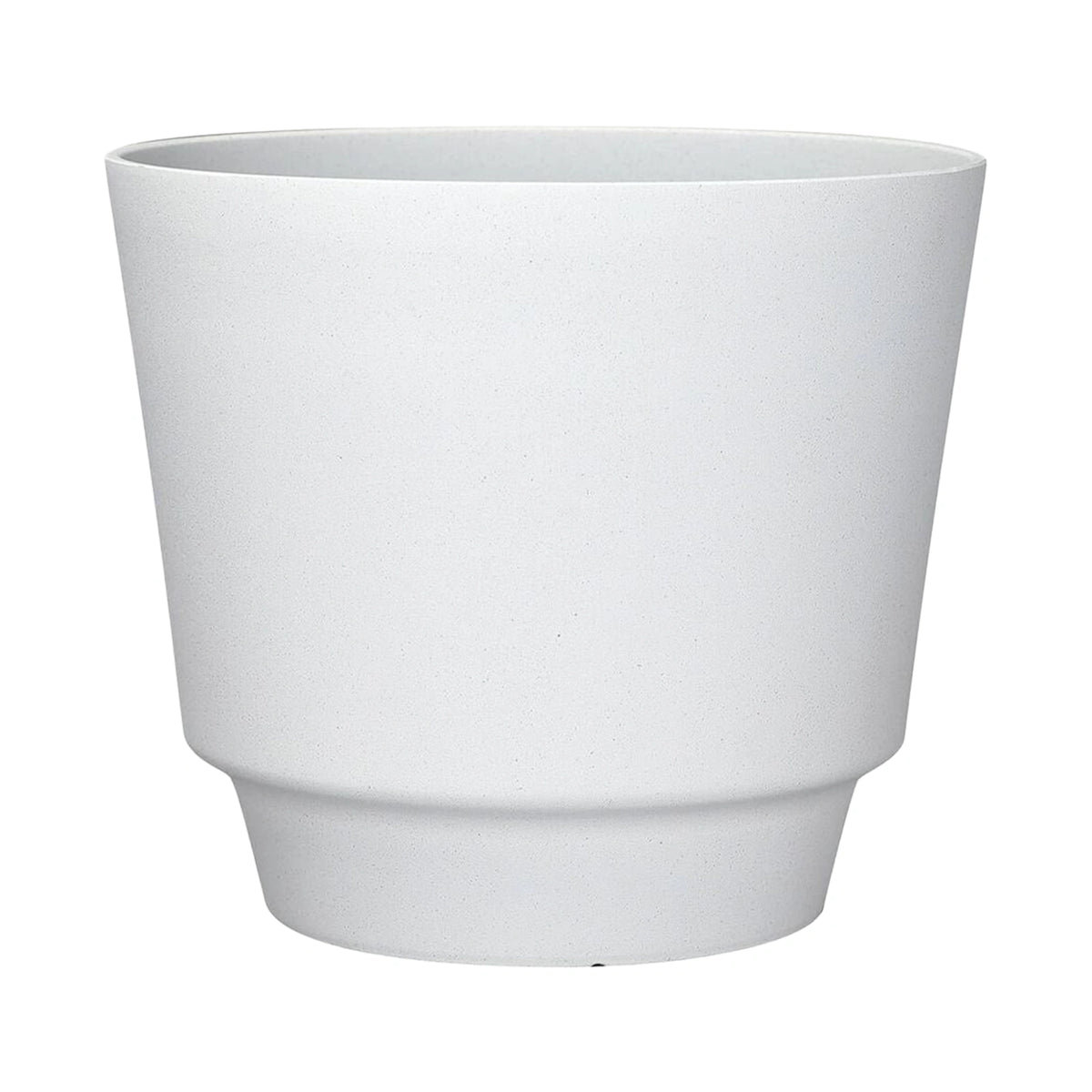 Respect White 20cm Round Calais Stone Look Self Watering Pot – white stone-effect self watering pot for indoor plants