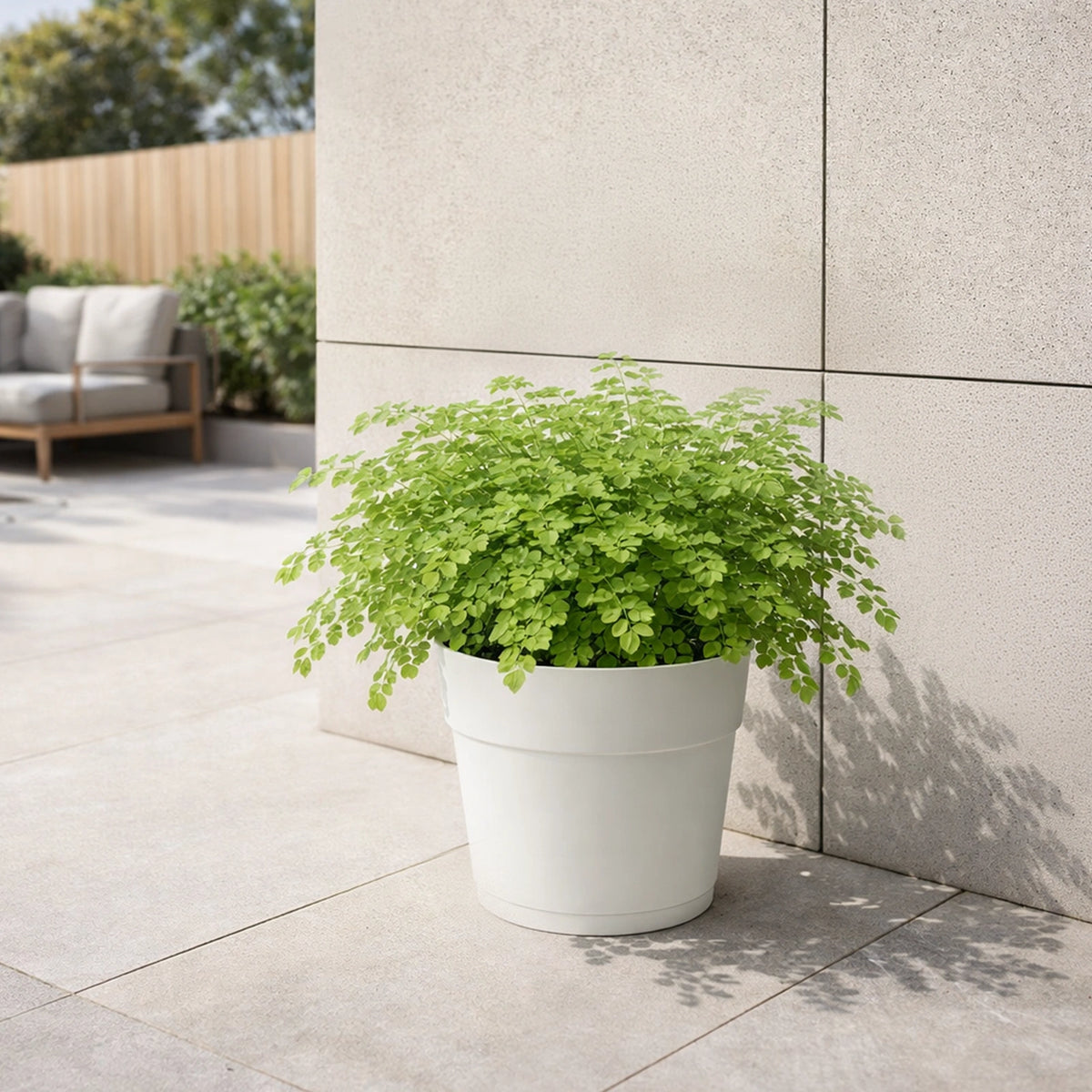 Respect White 29cm Cloud Bloom Self Watering Pot – medium cloud white self watering planter for indoor and balcony plants.