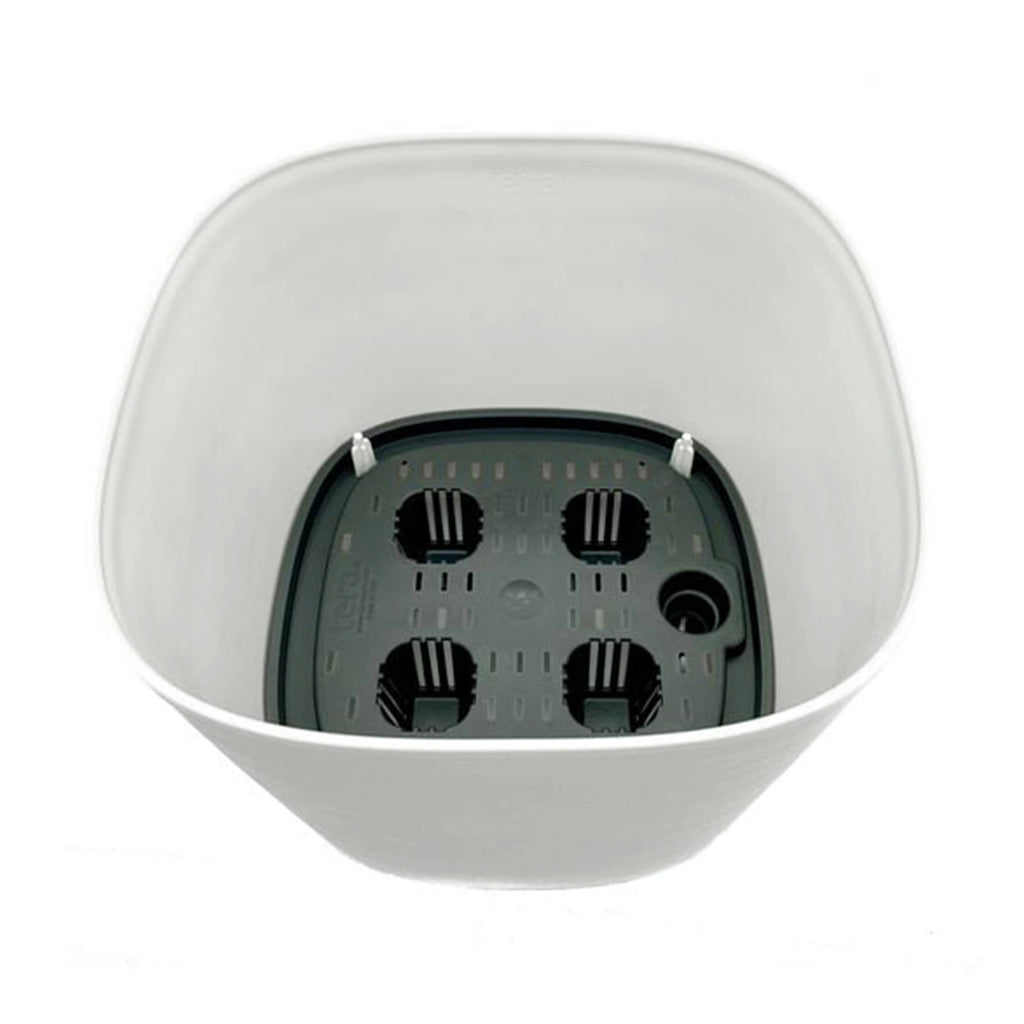 Respect White 29cm Florence Self Watering Pot – large white self watering planter for indoor and balcony gardens.
