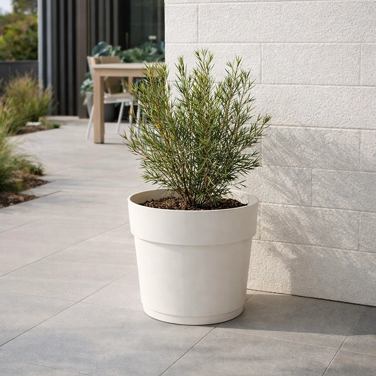 Respect White 34cm Cloud Bloom Self Watering Pot – large cloud white self watering pot for indoor plants and flowers.